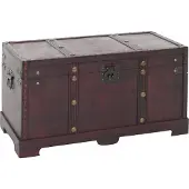 MCW Coffre en bois Antibes aspect antique rond