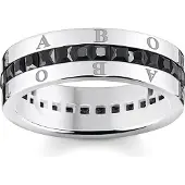 Thomas Sabo Bague en ruban avec pierres noires Pavé d'argent, (60, Argent 925)