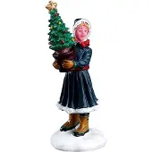 Lemax FILLE AVEC SAPIN DE NOËL - L'ARBRE crèche du village plus minuscule COD 32726