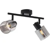 QAZQA Plafonnier moderne noir avec verre fumé rond 2 lumières - Cilin