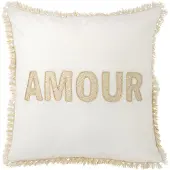 J-Line Coussin amour textile blanc/or