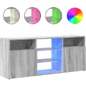 vidaXL Armoire TV avec lampes LED Gris Sonoma 120x30x50 cm