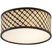 QAZQA Plafonnier rotin oriental avec cadre noir 30 cm - Tremmo