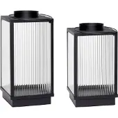 Hubsch Lanternes métal noir - lot de 2 pièces