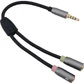 Helos Câble adaptateur, jack 3,5mm mâle / 2x jack 3,5mm femelle, PREMIUM, noir jack 3,5mm mâle / 2x jack (Adaptateur jack), Adaptateur audio, Noir, Gris