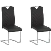 Beliani Lot de 2 chaises de salle à manger en simili cuir noir, console rembourrée à haut dossier, bureau, salle de conférence