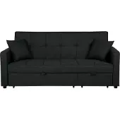 Beliani Canapé Convertible 3 Places Noir Glomma
