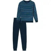 Schiesser Pyjama long ' UNCOVER Nightwear ' bleu foncé