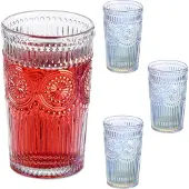Relaxdays 4x verres vintage, Verres, Transparent, Multicolore