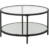 Beliani Table basse avec miroir étagère verre Noir Birney Lumarko
