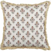 Beliani Coussin OMORIKA Coton 45 x 45 cm Floral Impression en bloc Blanc