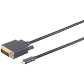 S-Impuls 10-58045 3m DVI-D USB C noir Adaptateur de câble vidéo (3 m), Câble vidéo, Noir