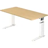 Hjh OFFICE PRO UNDA 16 W - 160 x 80, réglable en hauteur, érable/blanc