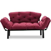 Chic Home Collection Del Sofa Canapé-lit 2 places | Tissu Easy Clean | Maroon