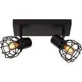 Lucide Plafonnier FILOX noir 2xE27x40W en métal, dimensions : 17x27x10 cm, IP20,