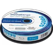 MediaRange Inkjet Fullsurface-Printable - 10 x BD-R DL - 50 Go (270 min) 6x - blanc - surface imprimable par jet d'encre - spindle