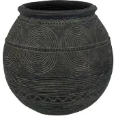 J-Line Vase cruche cercle ciment noir/marron small