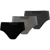 Apollo Underwear Seamless Men Cotton Black/Grey 3 Pieces Size L