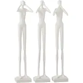 J-Line Figure entendre/voir/se taire resine blanc assortiment de 3