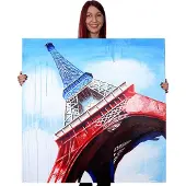 MCW Peinture à l'huile réalisée à la main représentant la Tour Eiffel