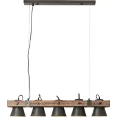 Brilliant Lampe suspendue 5 lumières Decca noir avec du marron