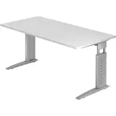 Hjh OFFICE PRO UNDA 16 S - 160 x 80, réglable en hauteur, blanc/argent