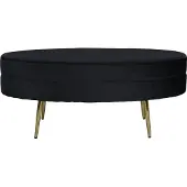 Venture Home Pouf Otto 100x40x41 cm Velours Noir et laiton