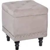 Beliani Pouf De Rangement Capitonné En Velours Beige Loretto