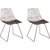 Beliani Chaise de salle à manger en métal Set of 2 Pink Gold Beatty Lumarko