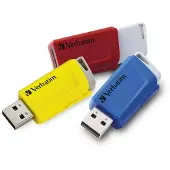 Verbatim Store 'n' Click - Clé USB - 16 Go - USB 3.2 Gen 1 - bleu, jaune, rouge (pack de 3)