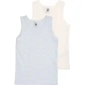Petit Bateau Maillot de corps bleu clair / blanc cassé