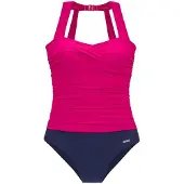 LASCANA Maillot de bain modelant bleu marine / rose néon
