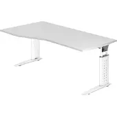 Hjh OFFICE PRO US18 höhenverstellbarer Schreibtisch weiß Trapezform