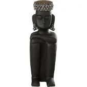 J-Line Statue assise ethnique pierre/resine noir large