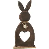 J-Line Coeur de lapin+uf - Bois de manguier - Marron foncé - Large