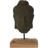 J-Line Decoration tete teck/ciment noir/naturel