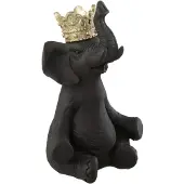 J-Line Elephant couronne resine noir/or small