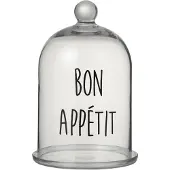 Jline Cloche bon appetit rond verre transparent/noir