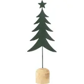 J-Line Sapin sur pied+ étoile métal/bois vert foncé large