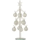 Jline Sapin + boules de noel etoiles verre argent medium