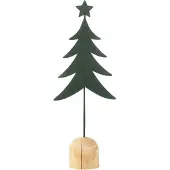 J-Line Sapin sur pied+ étoile métal/bois vert foncé small