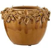J-Line Cachepot fleur ceramique ocre large