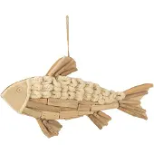 J-Line Suspension poisson bois naturel large