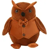 Jline Cale-porte chouette bouclé/velours cognac