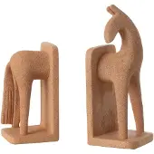 J-Line Set de 2 serre-livre cheval moderne resine terra