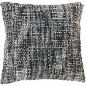 J-Line Coussin tweed acrylique/coton bleu/blanc