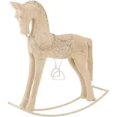 J-Line Cheval à bascule bois de manguier/metal naturel large