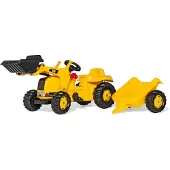 Rolly Toys Trettraktor CAT mit Anhänger + Frontlader, Motorhaube zu äffnen