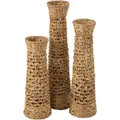 J-Line Set de 3 vases jan jonc naturel