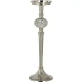 J-Line Bougeoir sur pied diamant sphere aluminium argent large